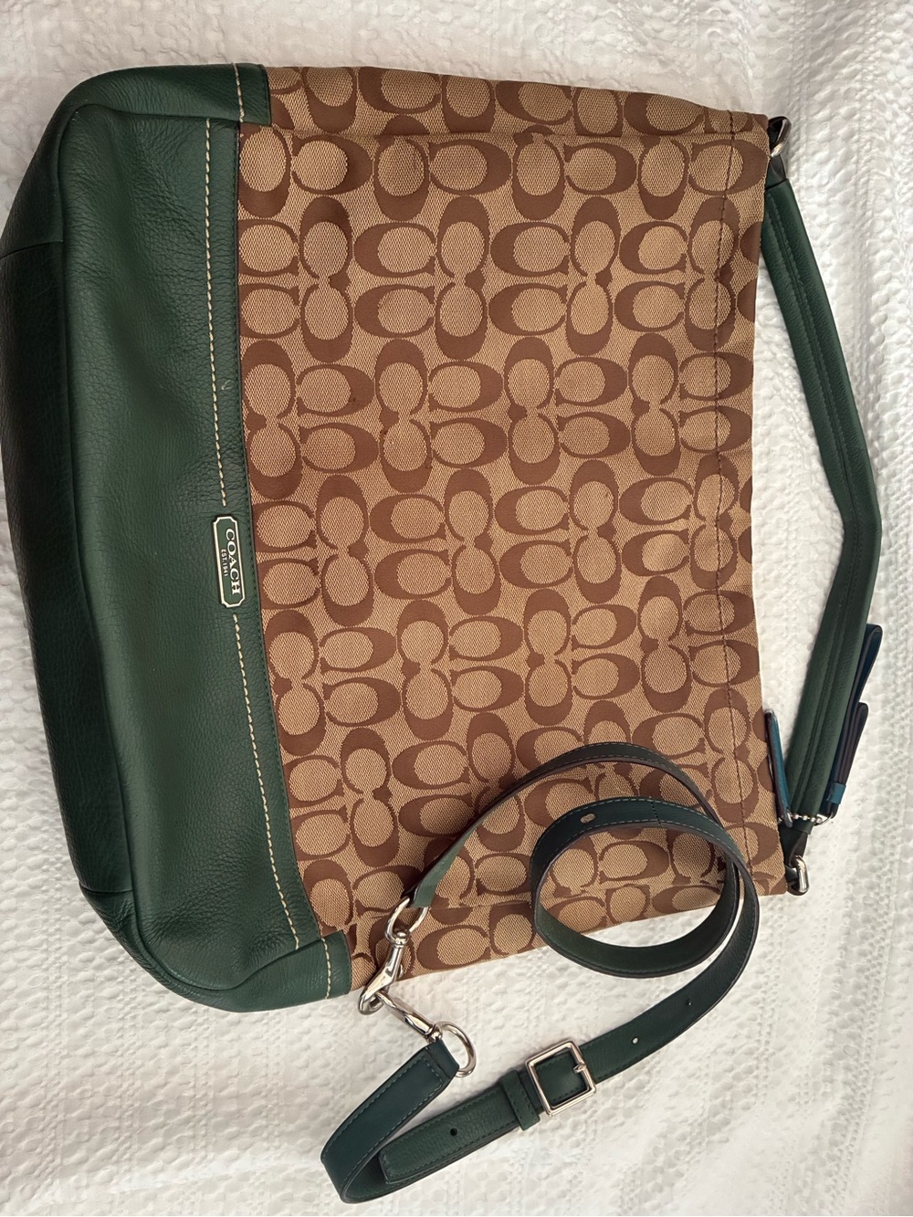 COACH F23279 GREEN TAN PARK SIGNATURE HOBO